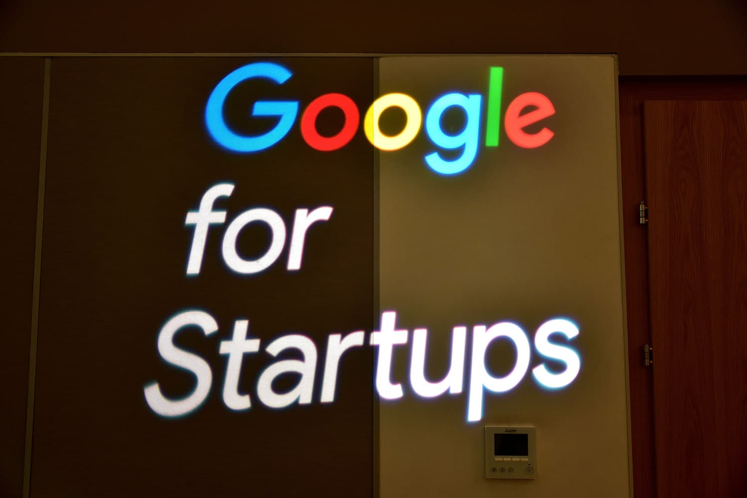 Illuminated Google for Startups sign