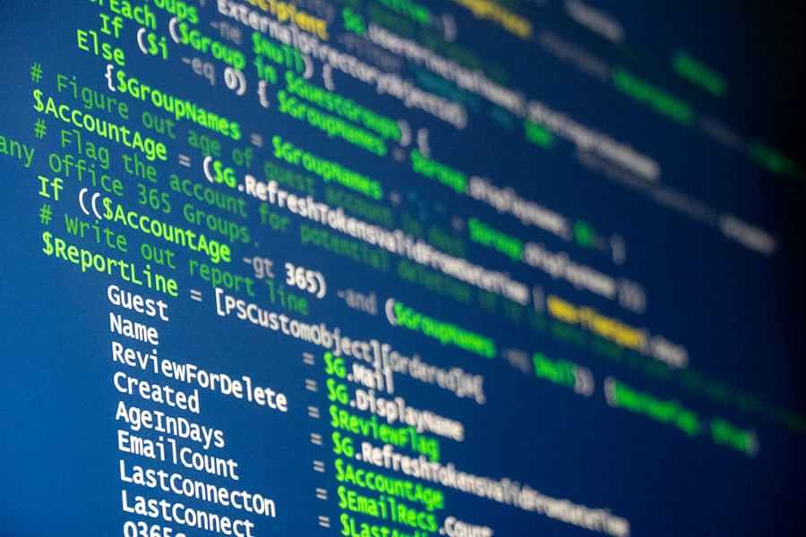 Structured source code on a screen